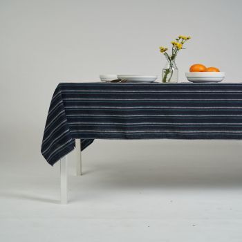 ผ้าปูโต๊ะ ผ้าคลุมโต๊ะ สี Linen Stripe ขนาด 145 x 240 cm